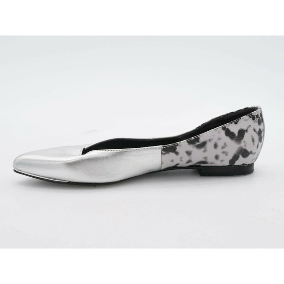 Sam Edelman Flats Womens 6.5 Silver Faux Leather Ellissa Snake Print Pointed Toe - Picture 5 of 8